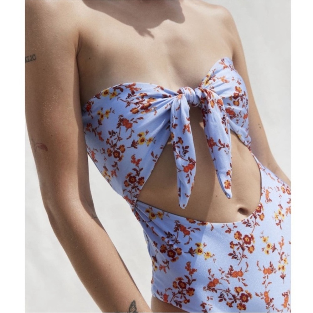 Urban Outfitters Out From Under Monaco Ditsy Floral Cutout One-Piece Swimsuit L